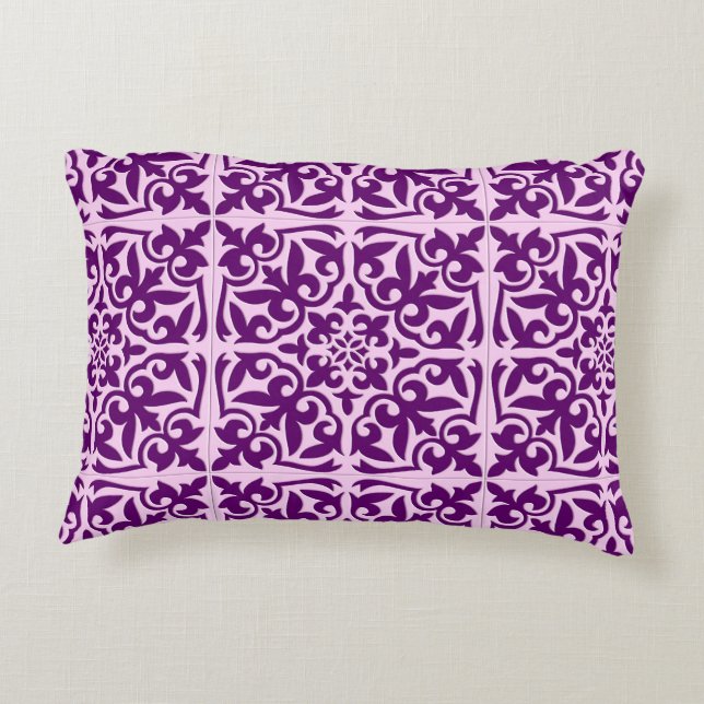 Moroccan tile - purple and orchid decorative pillow (Back)