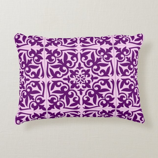 Moroccan tile - purple and orchid decorative pillow (Front)