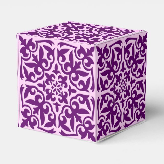 Moroccan tile - purple and orchid favor box (Back Side)