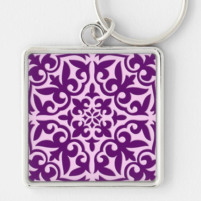 Moroccan tile - purple and orchid keychain (Front)