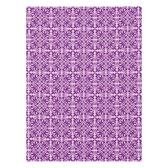 Moroccan tile - purple and orchid tablecloth (Front)