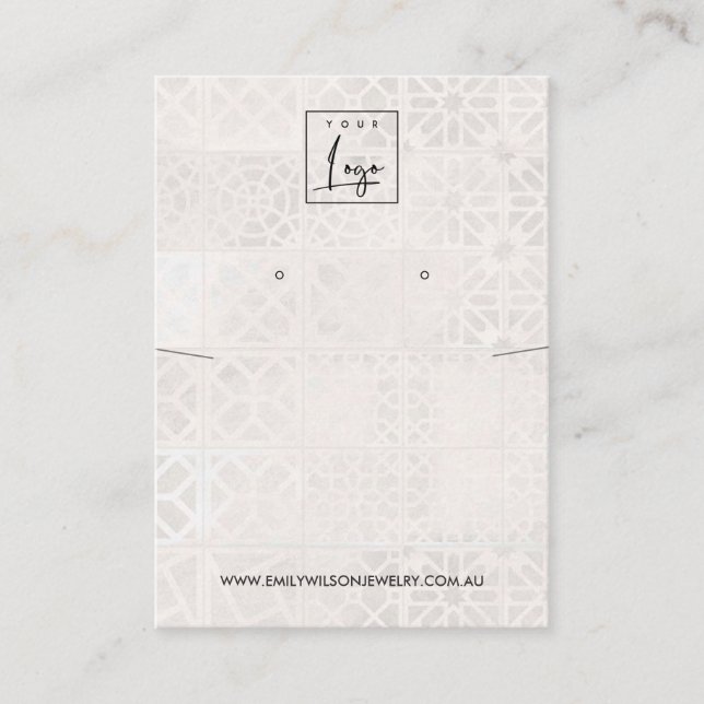MOROCCAN TILE TEXTURE NECKLACE EARRING DISPLAY BUSINESS CARD (Front)