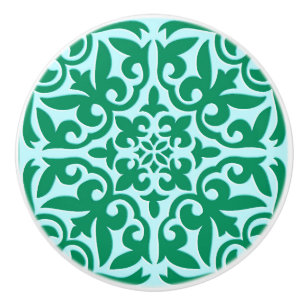 Moroccan tile - turquoise and aqua ceramic knob