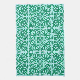 Moroccan tile - turquoise and aqua kitchen towel