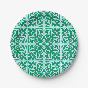 Moroccan tile - turquoise and aqua paper plate