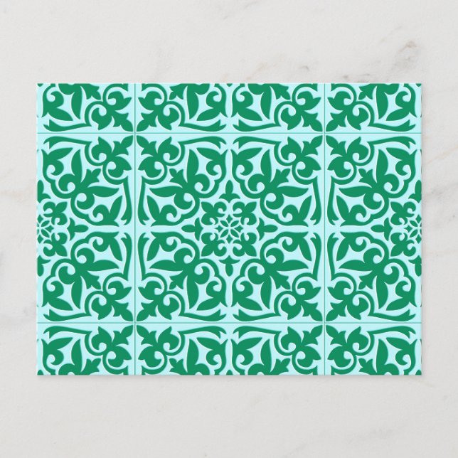 Moroccan tile - turquoise and aqua postcard (Front)