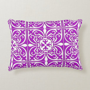 Moroccan tile - violet purple and white accent pillow