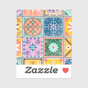  Moroccan Tile Wall Art   Blue & Yellow Zellij