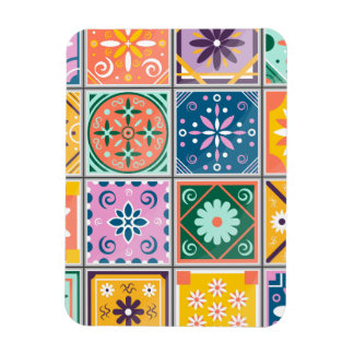 Moroccan Tile Wall Art | Blue & Yellow Zellij Magnet