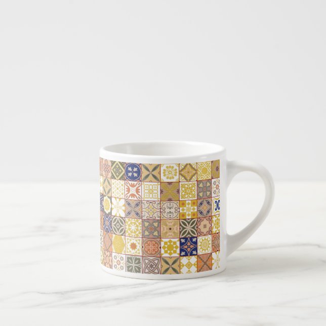 Moroccan tile-Yellow and blue Espresso Cup (Right)