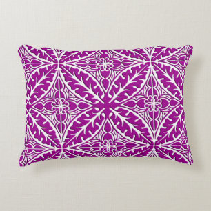 Moroccan tiles - amethyst purple and white accent pillow
