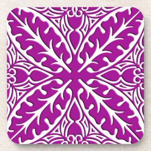 Moroccan tiles - amethyst purple and white coaster
