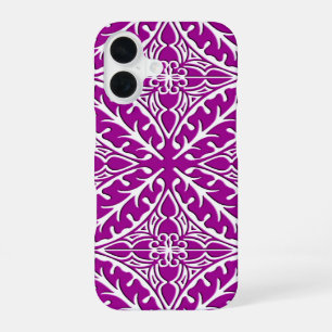 Moroccan tiles - amethyst purple and white iPhone 16 case