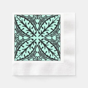 Moroccan tiles - aqua blue and black napkin