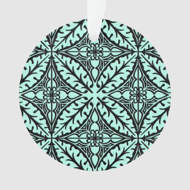 Moroccan tiles - aqua blue and black ornament (Front)