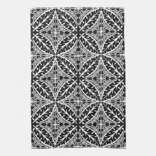 Moroccan tiles - black and white kitchen towel