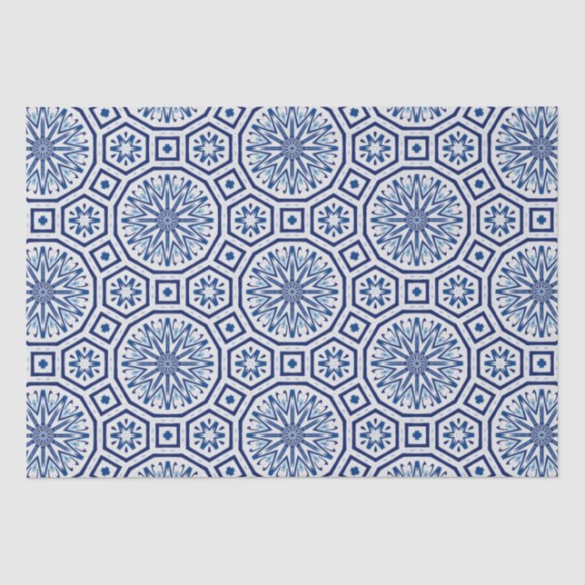 Moroccan tiles,blue tile,All-Over Print Tissue Paper (Front)