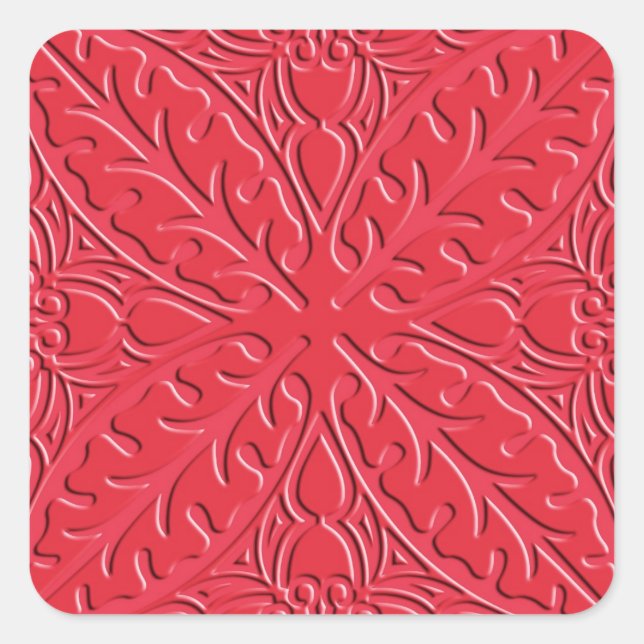 Moroccan tiles - cinnabar red square sticker (Front)