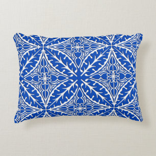 Moroccan tiles - cobalt blue and white accent pillow