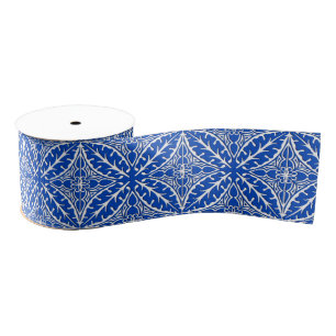 Moroccan tiles - cobalt blue and white grosgrain ribbon