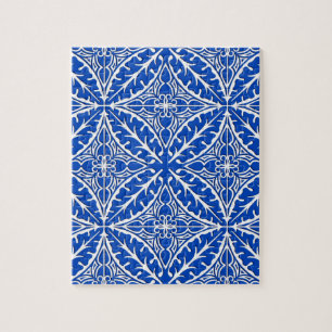 Moroccan tiles - cobalt blue and white jigsaw puzzle