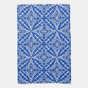 Moroccan tiles - cobalt blue and white kitchen towel