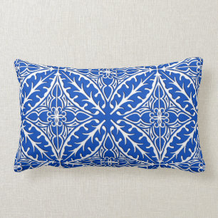 Moroccan tiles - cobalt blue and white lumbar pillow