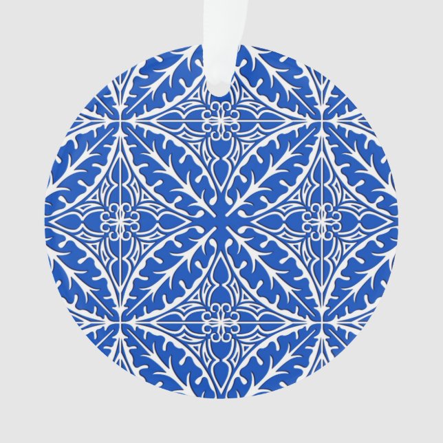 Moroccan tiles - cobalt blue and white ornament (Front)