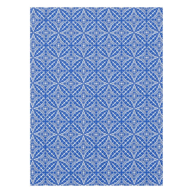 Moroccan tiles - cobalt blue and white tablecloth (Front)