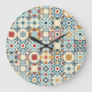 Moroccan tiles, colorful seamless pattern. large clock