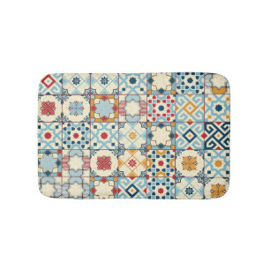 Moroccan tiles, colourful seamless pattern. bath mat