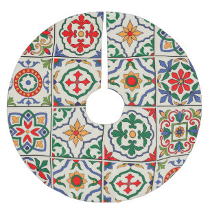 Moroccan Tiles: Colourful Seamless Pattern. Brushed Polyester Tree Skirt