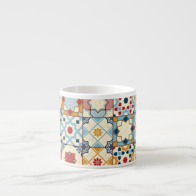 Moroccan tiles, colourful seamless pattern. espresso cup (Front)