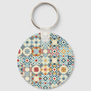 Moroccan tiles, colourful seamless pattern. keychain