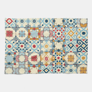 Moroccan tiles, colourful seamless pattern. kitchen towel