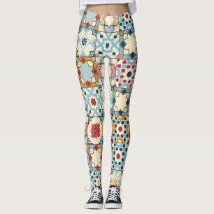 Moroccan tiles, colourful seamless pattern. leggings