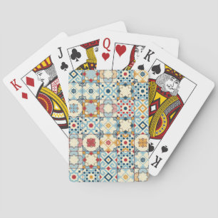 Moroccan tiles, colourful seamless pattern. playing cards