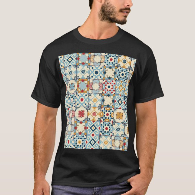 Moroccan tiles, colourful seamless pattern. T-Shirt (Front)