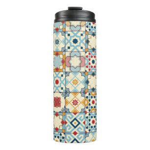 Moroccan tiles, colourful seamless pattern. thermal tumbler