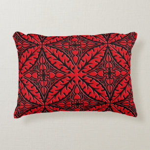 Moroccan tiles - dark red and black decorative pillow
