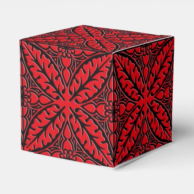 Moroccan tiles - dark red and black favor box (Back Side)