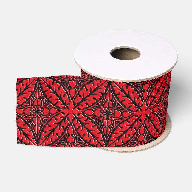 Moroccan tiles - dark red and black grosgrain ribbon (Spool)