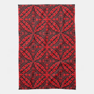 Moroccan tiles - dark red and black kitchen towel