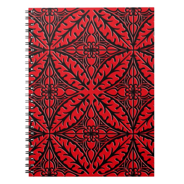 Moroccan tiles - dark red and black notebook (Front)