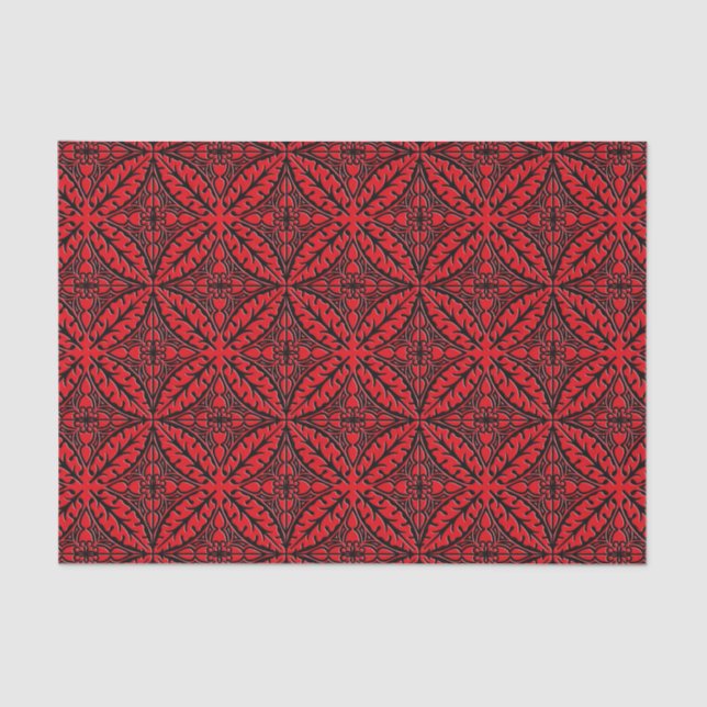 Moroccan tiles - dark red and black tissue paper (Front)