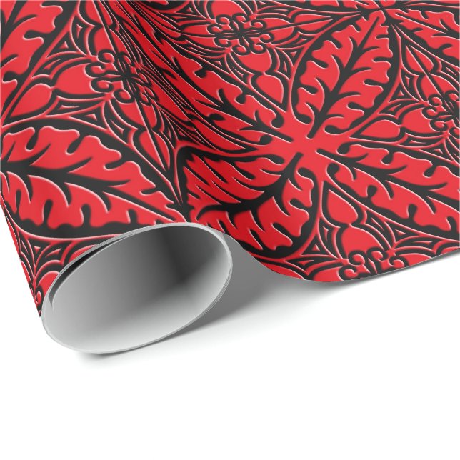 Moroccan tiles - dark red and black wrapping paper (Roll Corner)