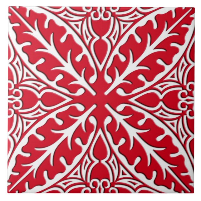 Moroccan tiles - dark red and white (Front)
