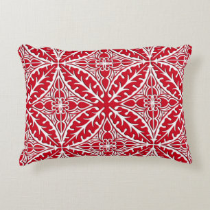 Moroccan tiles - dark red and white accent pillow