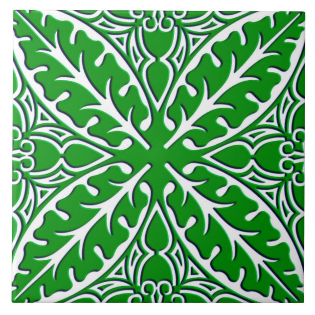 Moroccan tiles - emerald green and white (Front)