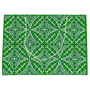 Moroccan tiles - emerald green and white large gift bag